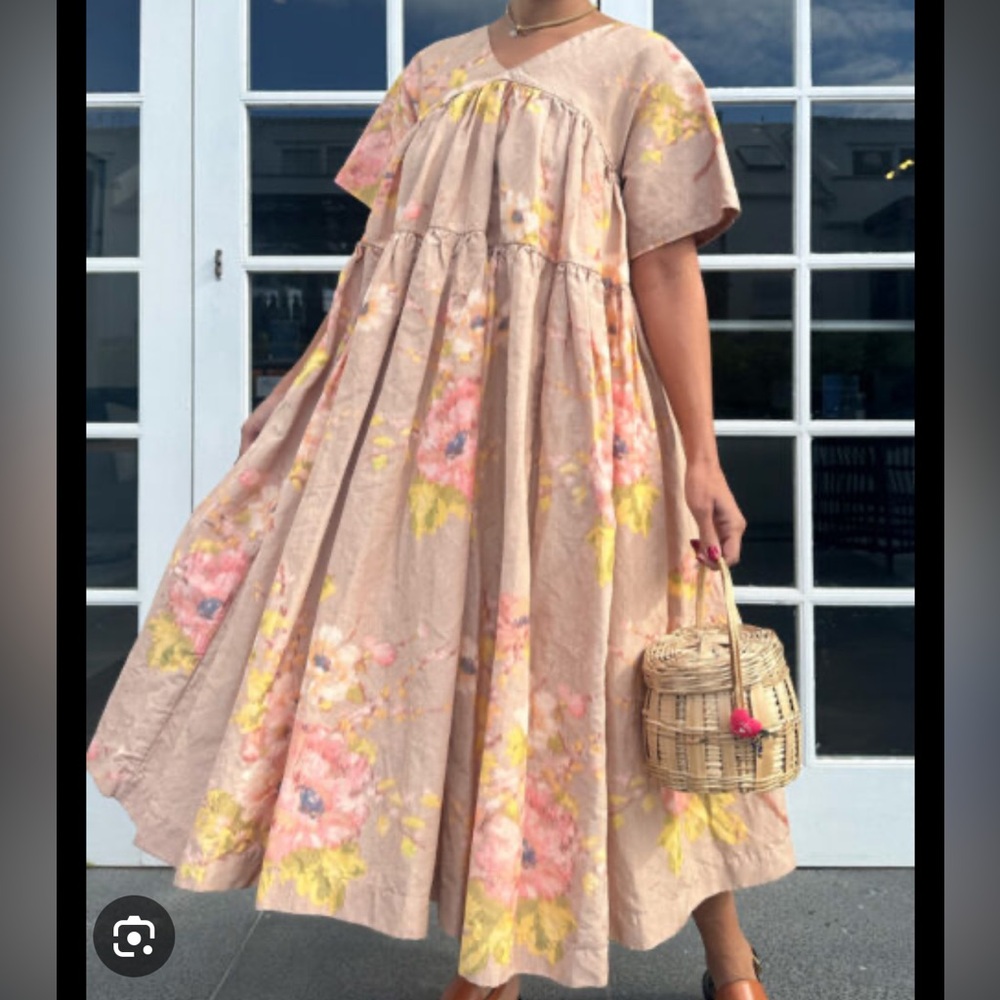 Casey Casey Floral Pink and Brown Dress (bw)